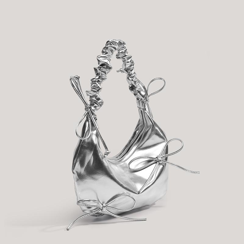 Niche design pleated shoulder strap bow shoulder bag cloud bag women's 2025 new trendy high-end textured underarm bag
