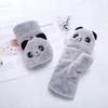 Winter ladies cute cartoon gloves half finger flip panda plush thickened warm full finger dual-purpose gloves