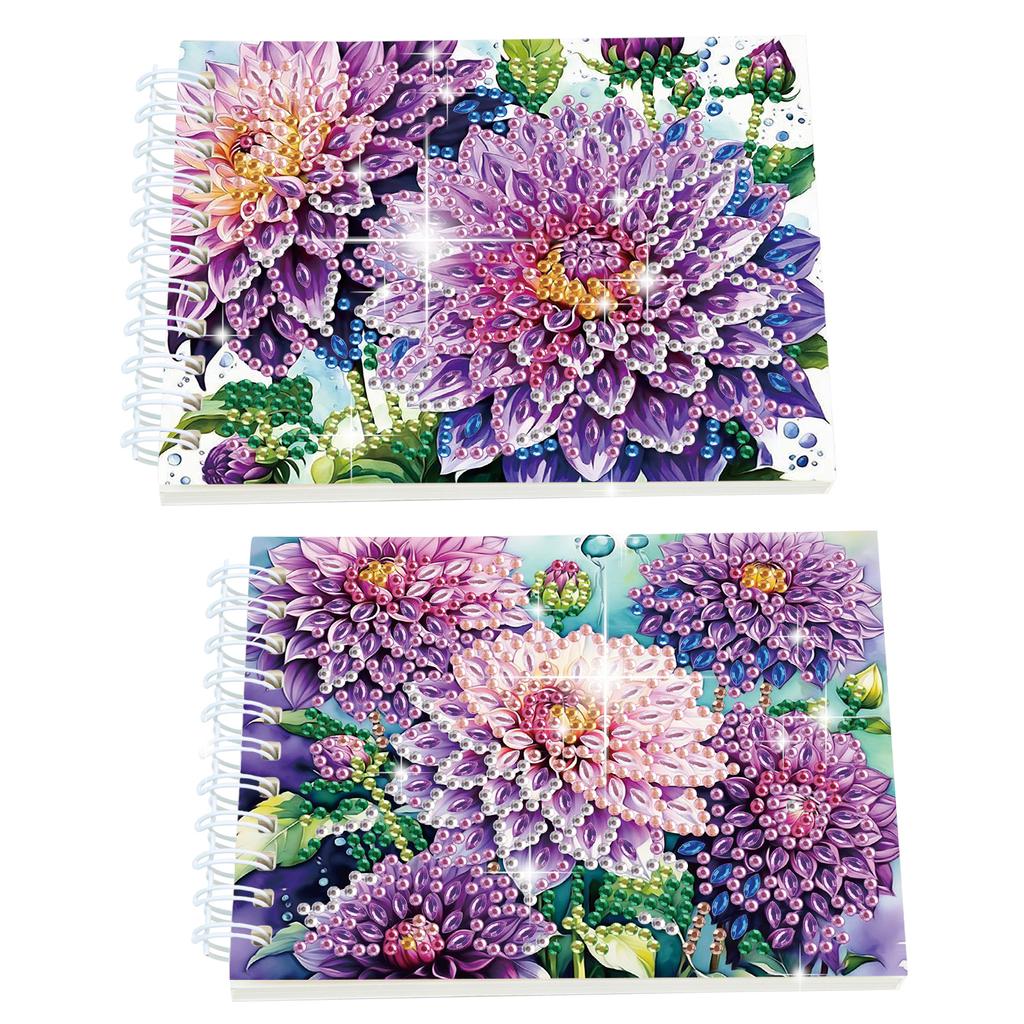 2 Pack Flower Animal DIY Diamond Painting Journals Notebooks Special Shaped Diamond Art Diary Book Christmas Gift for Adults
