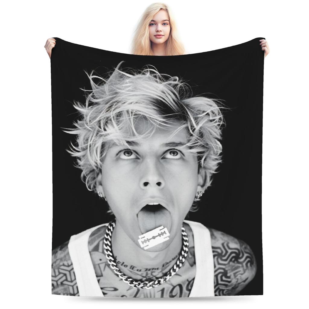 Couverture Chaude Douce Pique-nique Enfants MGK Lost Americana Tour 2025-2026 Couverture Jetée Couvre-lit en Flanelle pour Chambre à Coucher Canapé
