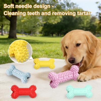 Spiky Bone Dog Chew Toy Puppy Teething Toy Textured Bone Teeth Cleaning Toy for Aggressive Chewers Anxiety Relief