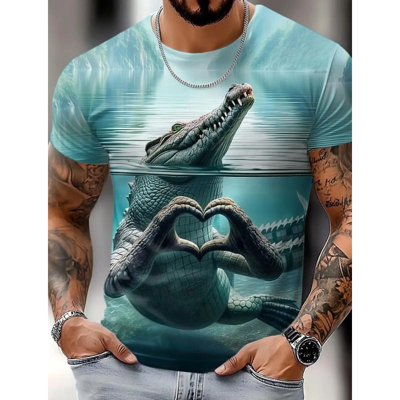 Mens T-shirts Men's Animal Funny 3D Print Round Neck T-Shirt Short Sleeve T-shirts