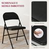 Set of 6 Folding Chairs with Padded Seat in Polyester and Steel Structure, Black