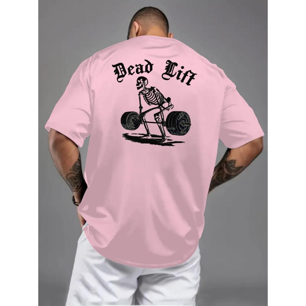 Fashionable summer men's muscle training Gothic letter print micro elastic breathable round neck T-shirt outdoor casual top