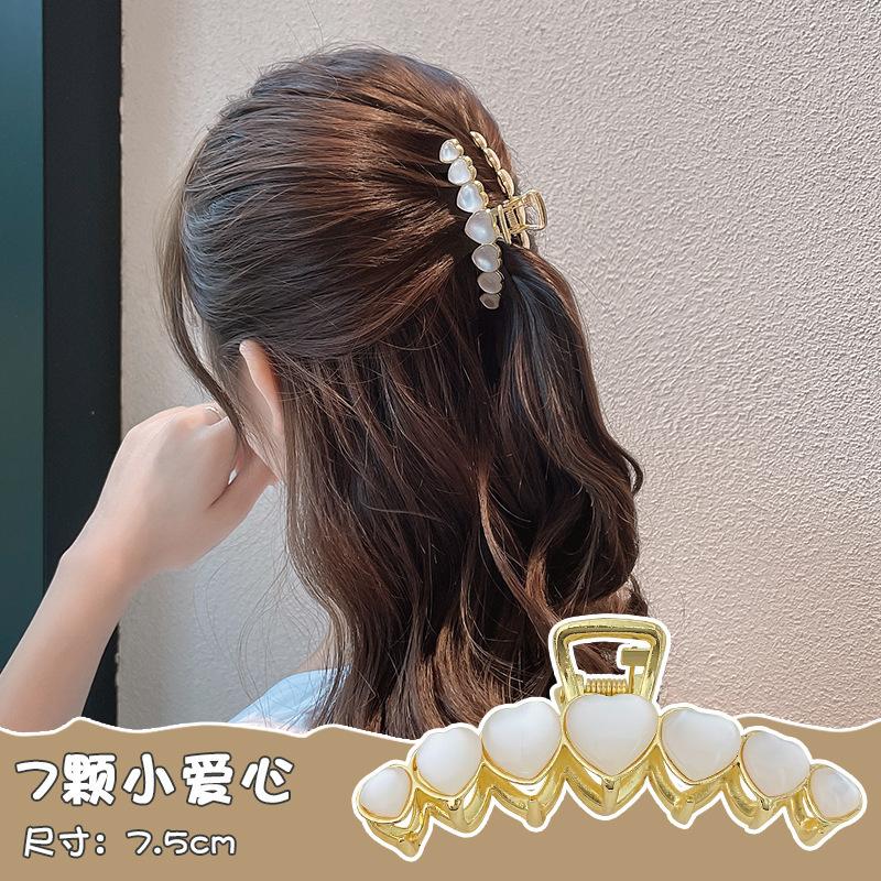 ncmama Fashion Metal Pearl Hair Claw For Women Gold Color Crab Hair Clip Girls Elegant Geometric Hairpin Korean Hair Accessories