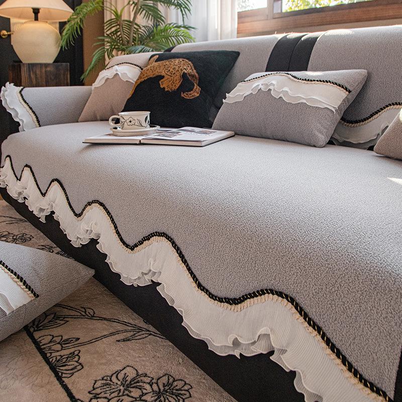 

New French Solid Color Special-Shaped Sofa Cushion, Universal Non-Slip In All Seasons, Advanced Seat Cushion, Cover Cloth Towel 70*70cm