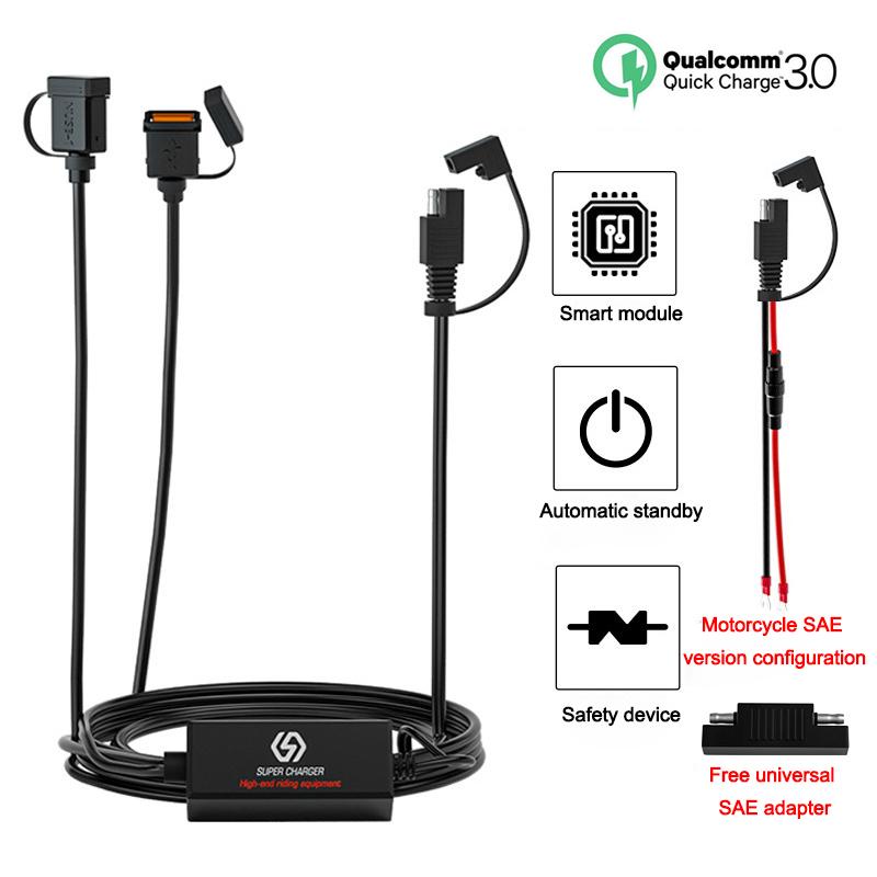 

Motorcycle SAE To USB Cable Adaptor USB Fast Charger Quick Disconnect Plug QC3.0 Quick Charge for Phone GPS Motorbike Accessory