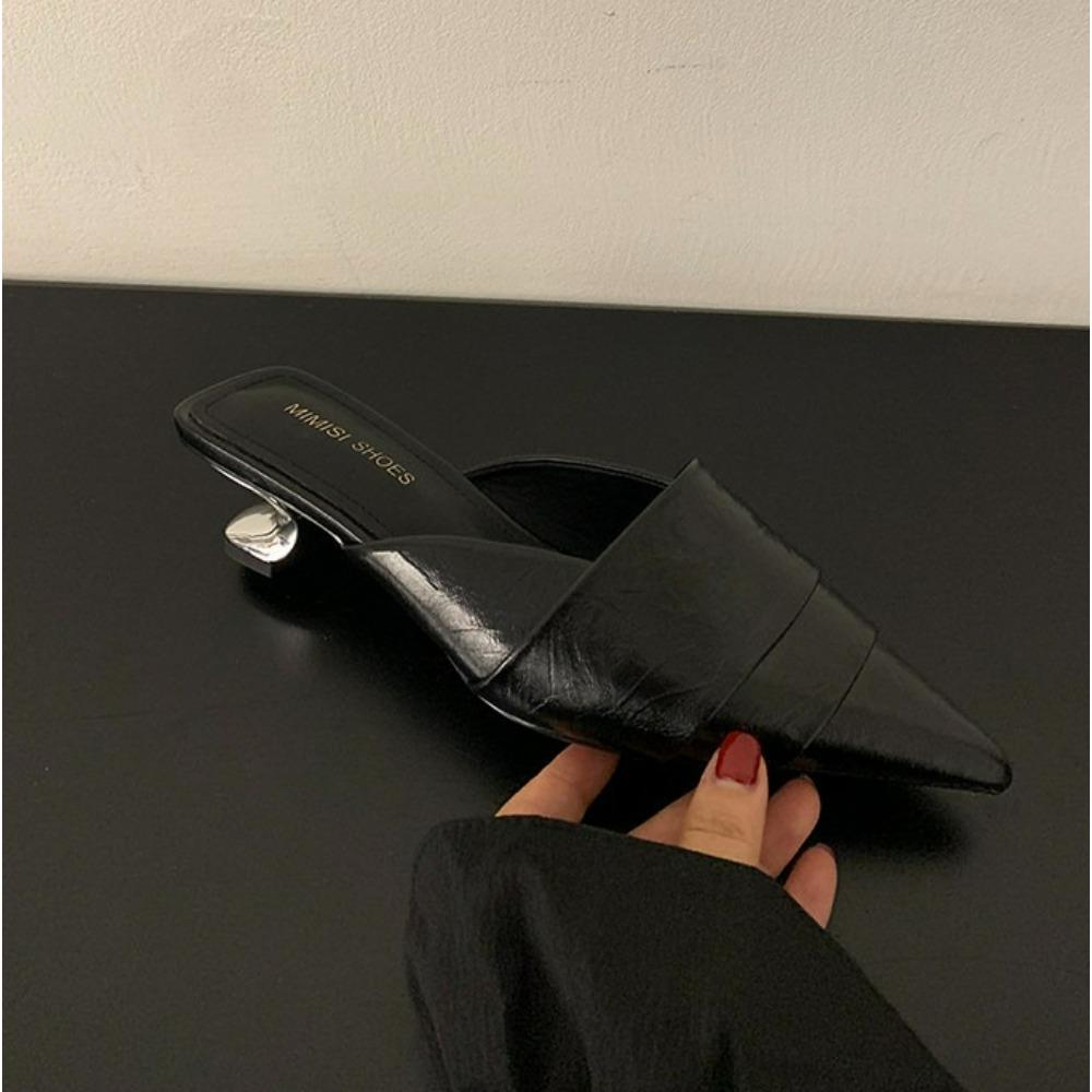 Design Elegante Moda Estiva Tacchi Medi Sottili Pantofole da Donna Mules Eleganti a Punta Scarpe