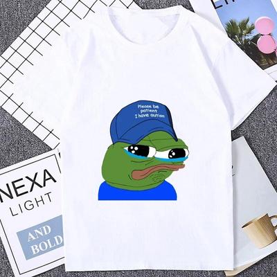 Sad Frog Graphic Printed Unisex T Shirt Casual Short Sleeve Korea Style ACG Otaku Tshirt Harajuku Streetwear Hipster Soft Tees