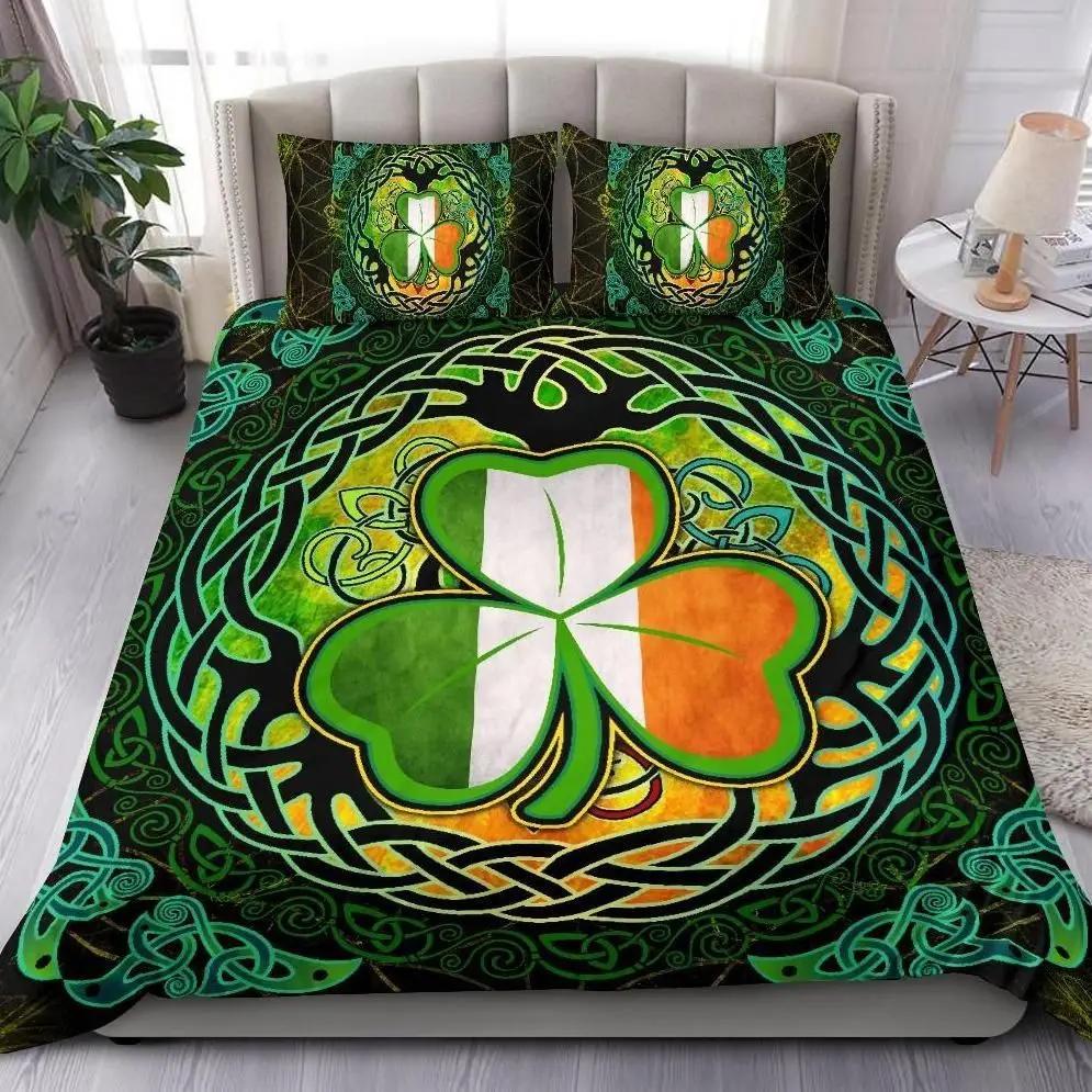 St. Patrick'S Day King Full Duvet Cover Green Lucky Clover Bedding Set Happy Cartoon Gnome Quilt Cover Polyester Comforter Cover