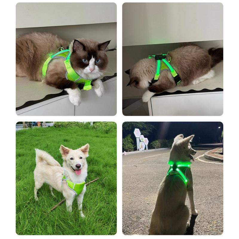 Hundeweste Verstellbares Trainingsgeschirr mit LED-Licht Ausbruchsicher Starkes strapazierfähiges Geschirr Weicher Griff
