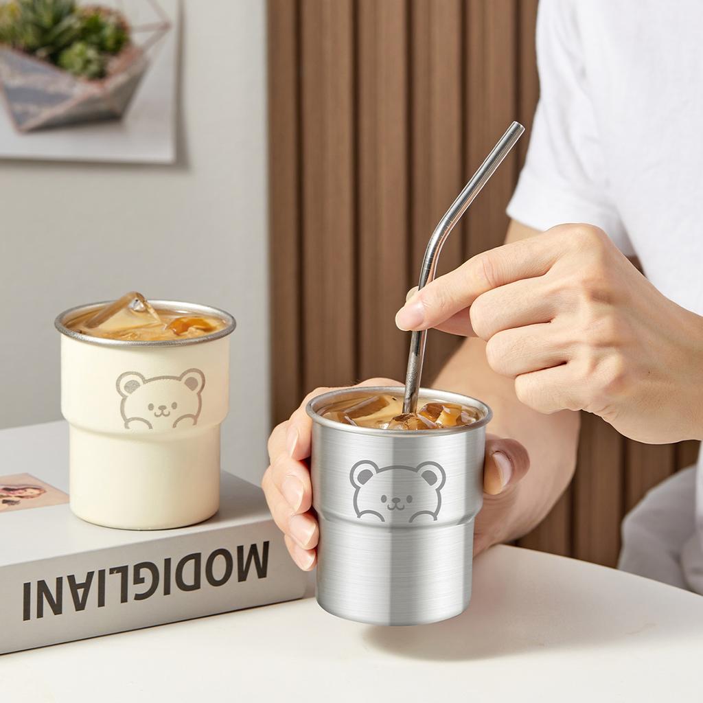 Cute Little Bear Water Mug 304 Stainless Steel Coffee Cup With Wooden Anti Scald Pad Office Workers Tumbler