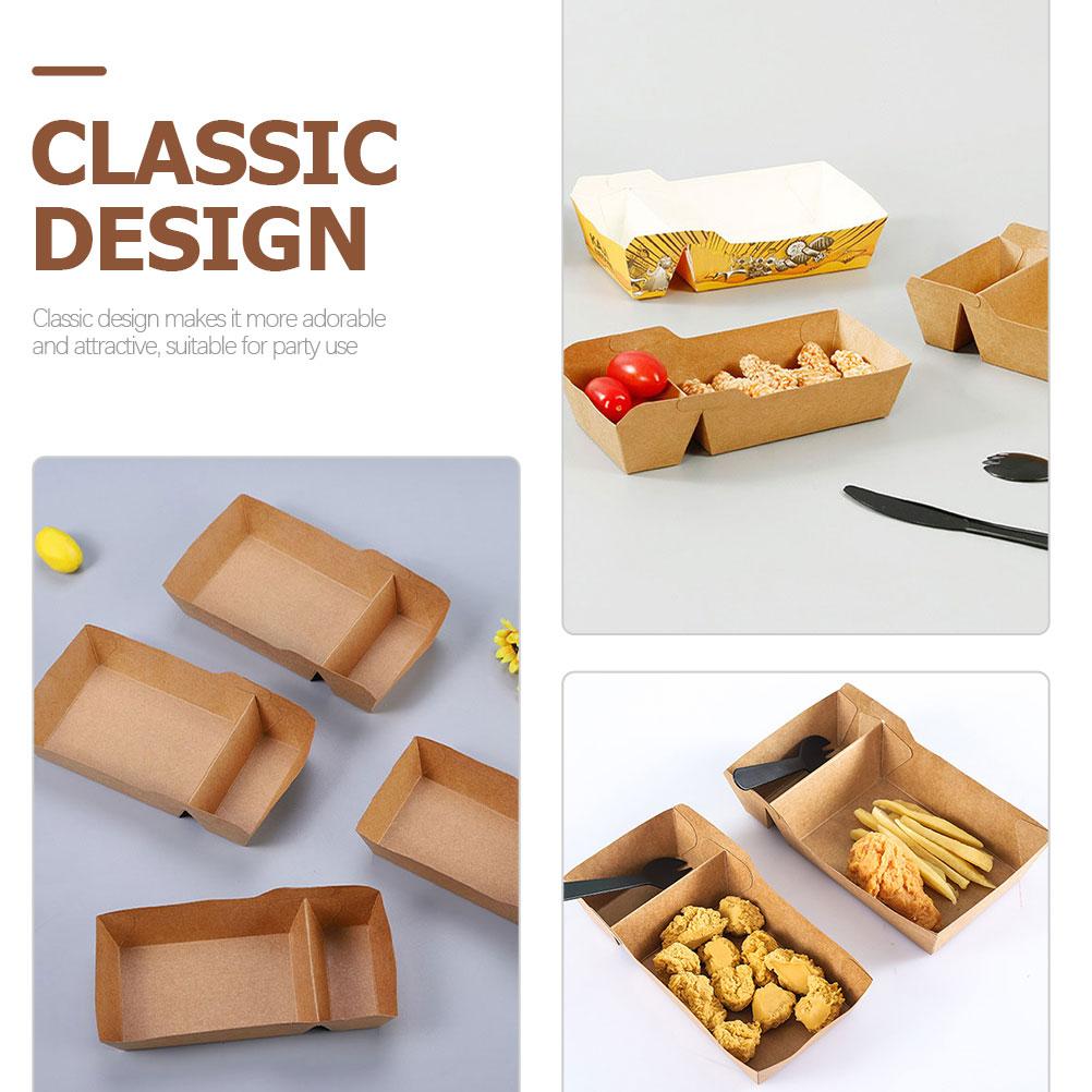 50 Pcs Kraft Paper Snack Box French Fries Boxes Popcorn Containers Party Supplies Gift Bags Disposable Food Trays Lightweight