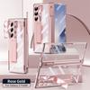For Samsung Galaxy Z Fold 6 5 4 3 Transparent Plating PC Hinge protection Full Body Stand Pen Slot Case with Tempered Glass