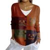 Women's Fashion Casual Knit Sweater Button-Up Halloween Printed  Cardigan Jacket