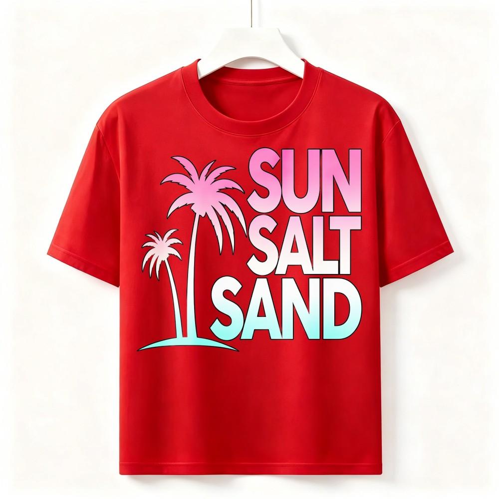 Sun Salt Sand Palm Tree Summer Travel T Shirt Unisex Beach Graphic Vacation Tee