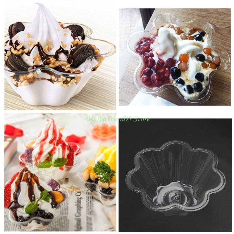 24TE 10Pcs Disposable Plastic Transparent Ice Cream Soup Candy Salad Bowl Kitchen New