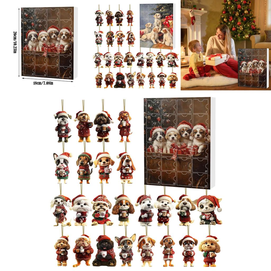 Christmas Pet Dog Advent Calendar Acrylic Hanging Ornaments For Holiday Decor And Gifts