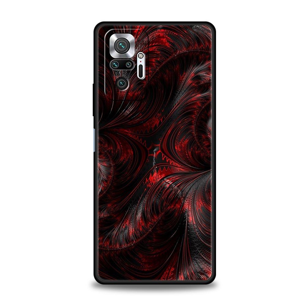 Black Red Ripple Art Phone Case Cover for Redmi 14C 10C Note 15 14 13 12 10 11 K40 Pro Plus 5G Soft TPU Shockproof Shell Fundas