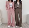 Women's Khaki Summer Suit Set: High Waist, Slimming Straight-Leg Pants, Professional Slim Fit, Versatile Temperament