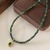 Handmade Green Strawberry Beaded Choker Necklace - Natural Stone, Non-Fading, High-End Women's Sweater Chain
