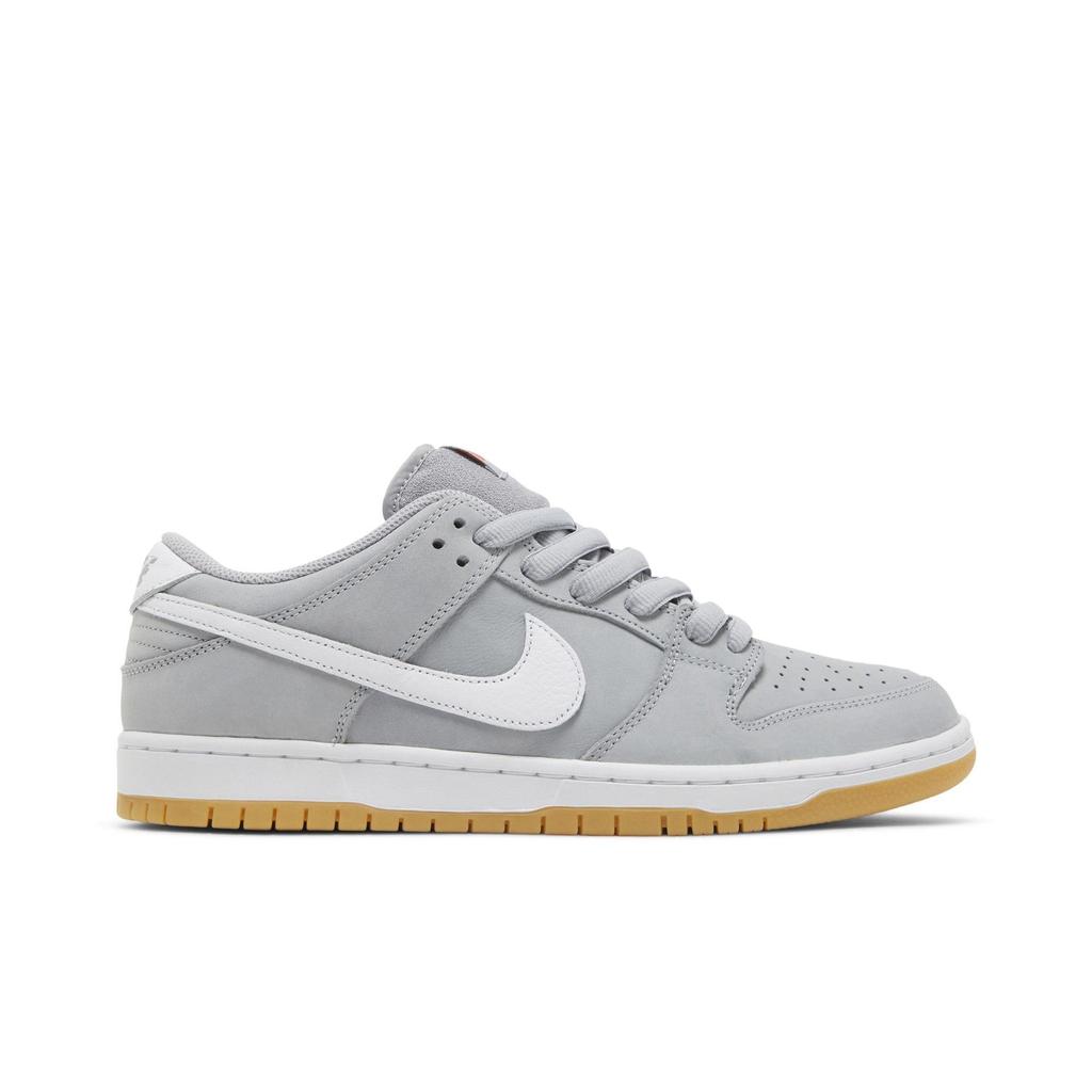 Nike Dunk Low Pro ISO SB 'Wolf Grey Gum' (Unisex) Wolf Grey / White / Wolf Grey / Gum Light Brown / Pure Platinum / Safety Orange Skateboard Shoes