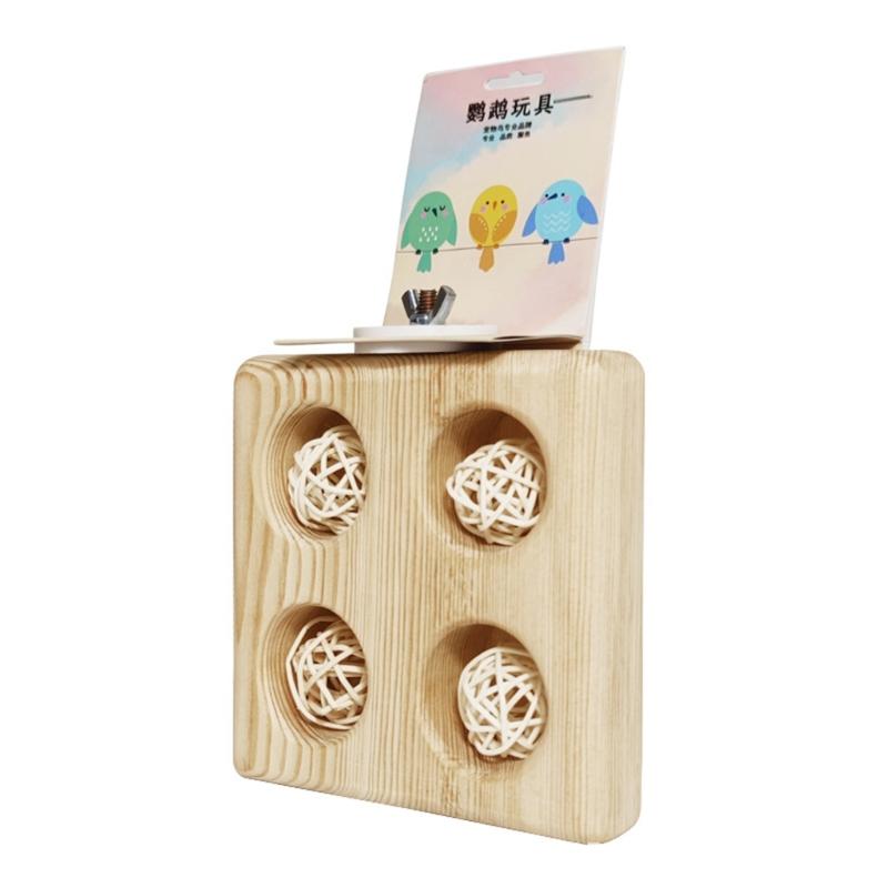 Wood Feeding Station for Active Birds Multifunctional Parrots Feeding Playing Toy for Cage and Aviary Use