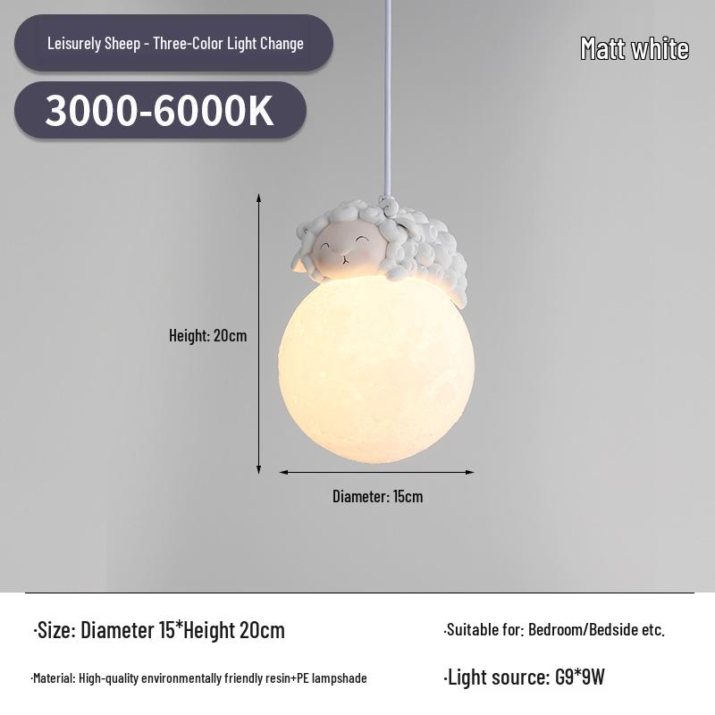 French Cream Little Lamb Chandelier - Creative Romantic Corridor and Bedroom Lighting Fixture.