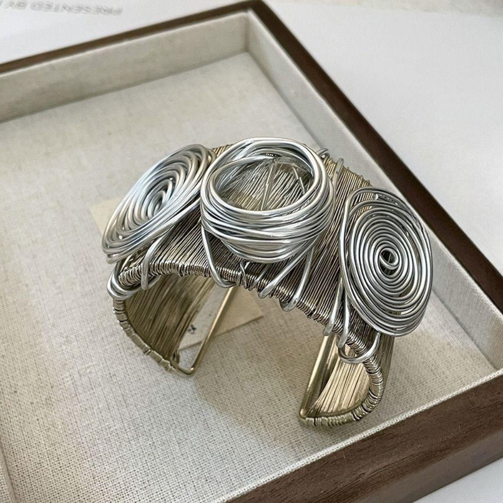 Punk Goth Metal Wire Bracelet Line Twined Women Bangle Cool Rhinestone Bracelet  Gifts