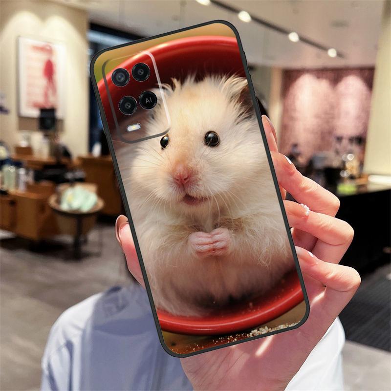 Cute Lovely Pet Hamster Case For Oppo A17 A77 A80 A40 A60 A98 A78 A18 A38 A58 A16 A76 A96 A74 A94 A54 A57S A15 Cover