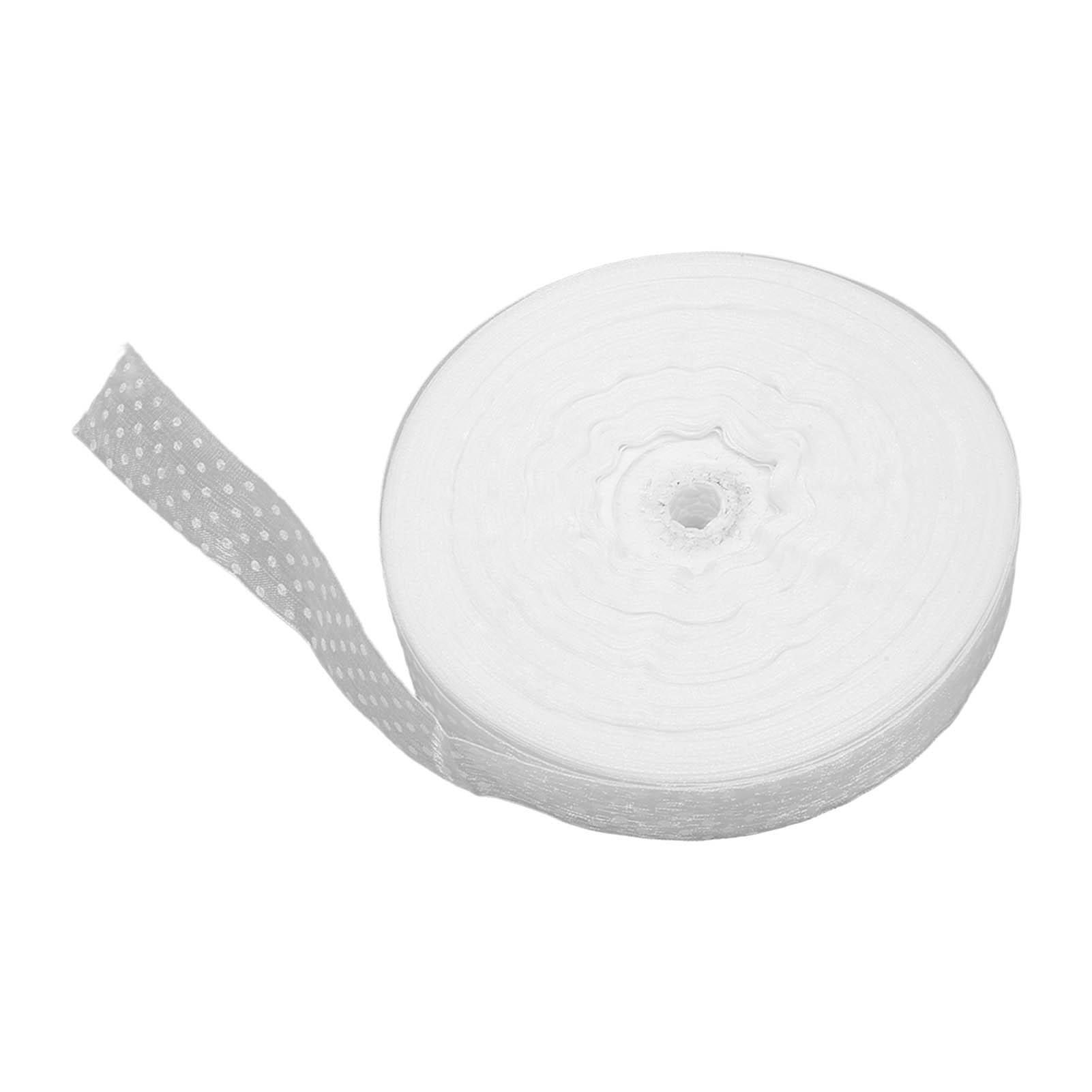 

100Yards 1inch Sheer Chiffon Ribbon Dot Print Chiffon Satin for Wrapping Decorating Wedding Birthday Bouquet Garland белый