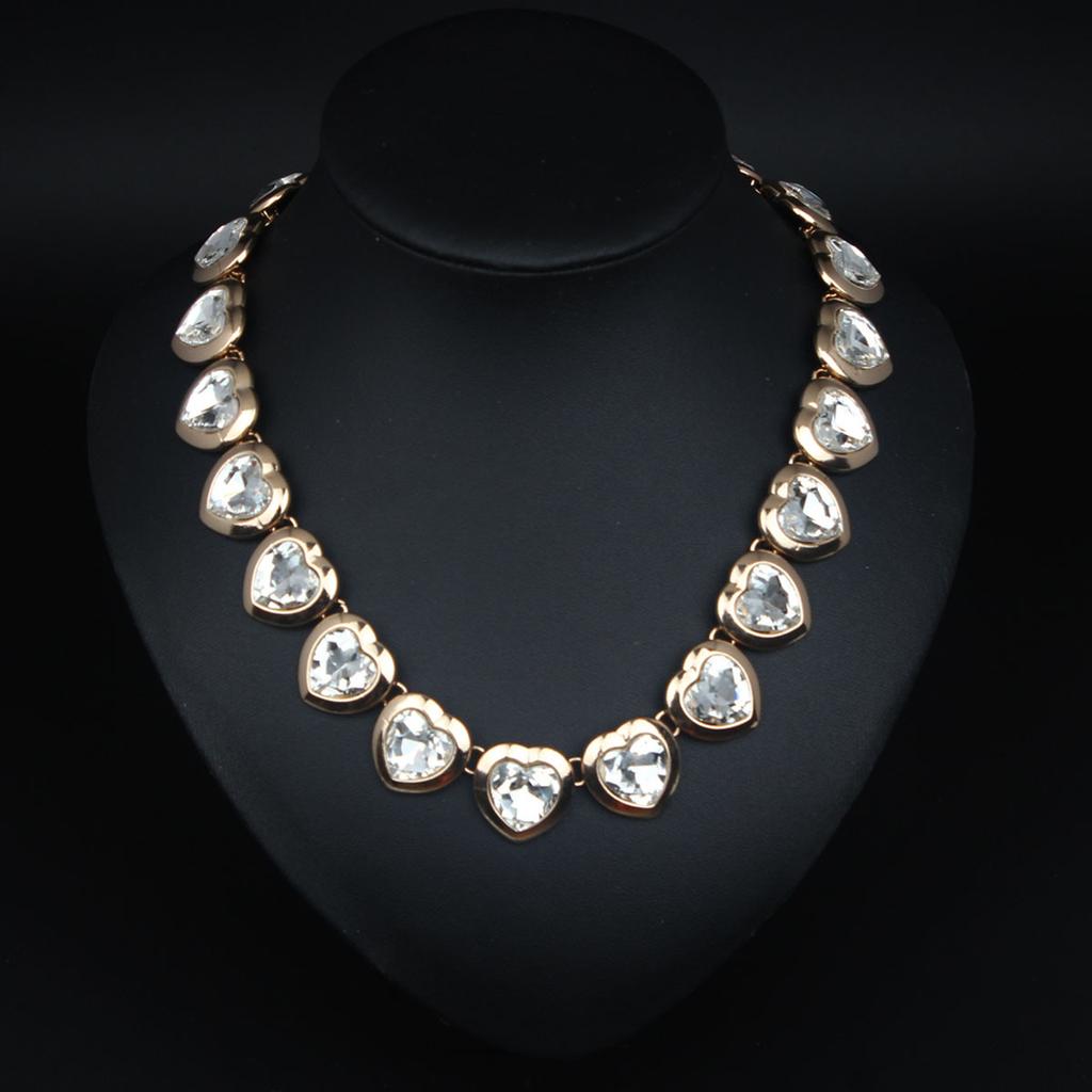 Textured Love Gem Inlaid Short Collarbone Necklace Women'S Jewelry
