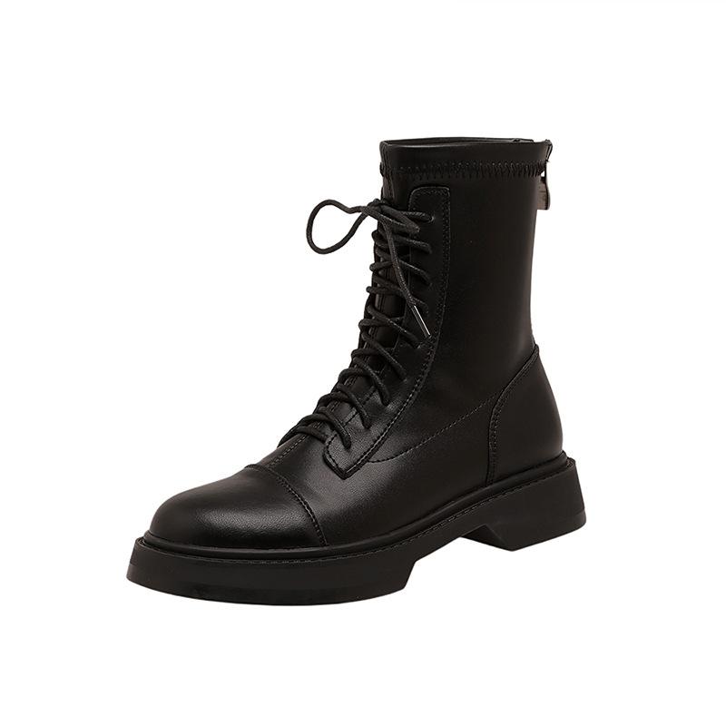 Martin boots women's new autumn and winter short boots flat-bottomed thick-soled British style women's boots elastic boots thin boots