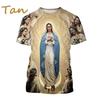 T-shirt Imprimé 3D Vierge Marie Déesse de la Miséricorde de Pâques Chrétien Béni Jésus Dieu T-shirt Style Féminin Vêtements Hauts à Manches Courtes T-shirt