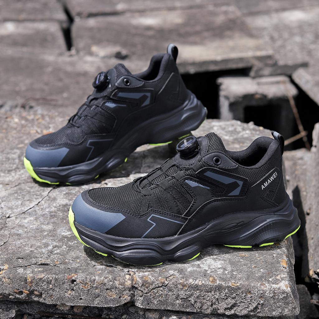 Breathable Safety Shoes Mens Steel Toe Work Boots Anti-Puncture Anti-smash Work Sneakers Adjustable Anti Shock Work Shoes