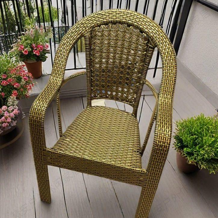 Breathable High Back Rattan Chair for Outdoor & Indoor Use - Waterproof, Sun Protection, Ideal for Balcony or Teahouse