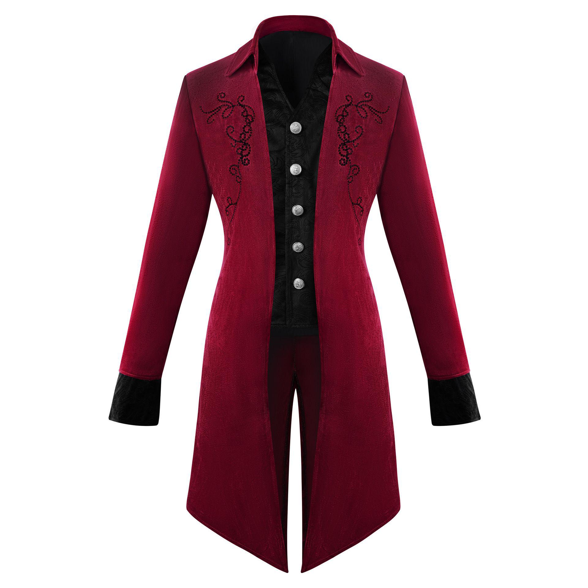 Средневековый мужской фрак-ласточка - Ретро европейский и американский придворный стиль Large