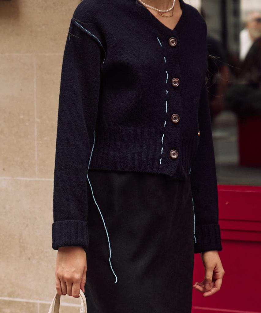 Leumeme Shetland Cardigan Navy
