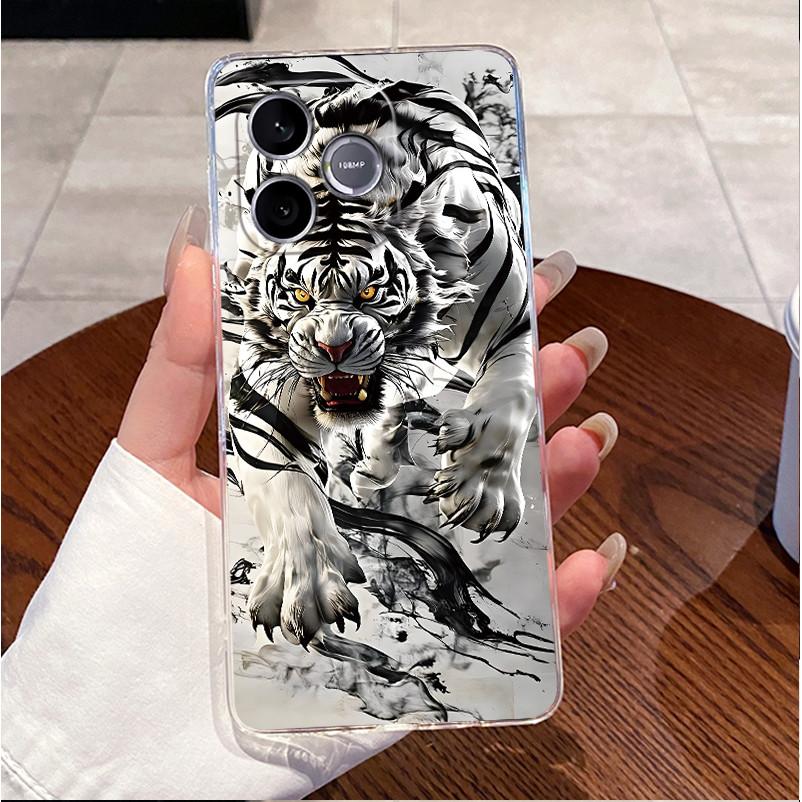 Shockproof Phone Case For Honor 600 Lite 5G/Honor 500 Smart 5G Transparent TPU Soft Casing Fashion Cute White Furry Bear Shell