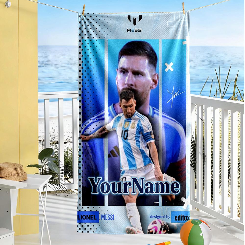 Messi Personalized Name Beach Towel Super Soft & Absorbent Portable for SwimmingBeachCamping Travel Beach AccessoriesGym
