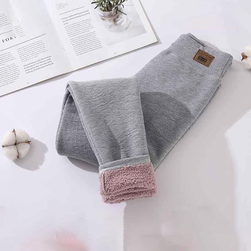 Plus Size Women's Fleece Lined Ribbed Leggings Thermal Warm Winter Tights High Waist Thick Velvet Pants for Cold Weather