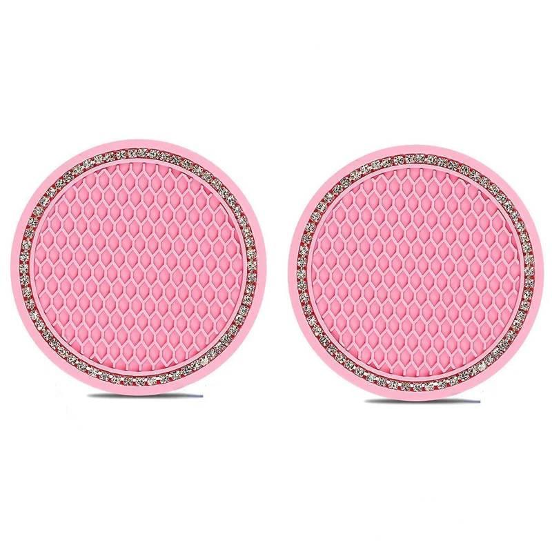 

Car Coaster Water Cup Bottle Holder Anti-Slip Pad Mat Silica Gel For Interior Decoration Car Styling Accessories 2pcs розовый