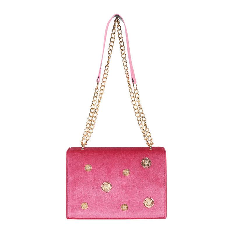 Wholesale Stylish Velvet Mini Bag 2024 Spring New Street Fashion Trend Chain Single Shoulder Crossbody Bag розовый