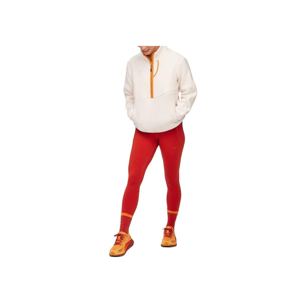 HOKA One One Ridgetop Half-Zip Fleece Color Block Stand Collar Pullover Women Tops White 1141752-EGN
