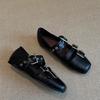 Rindsleder-Version~ Leder-Einzelschuhe eckige Spitze Einspangen-Mary-Jane-Schuhe Damen flach jk Schuhe Ballerinas