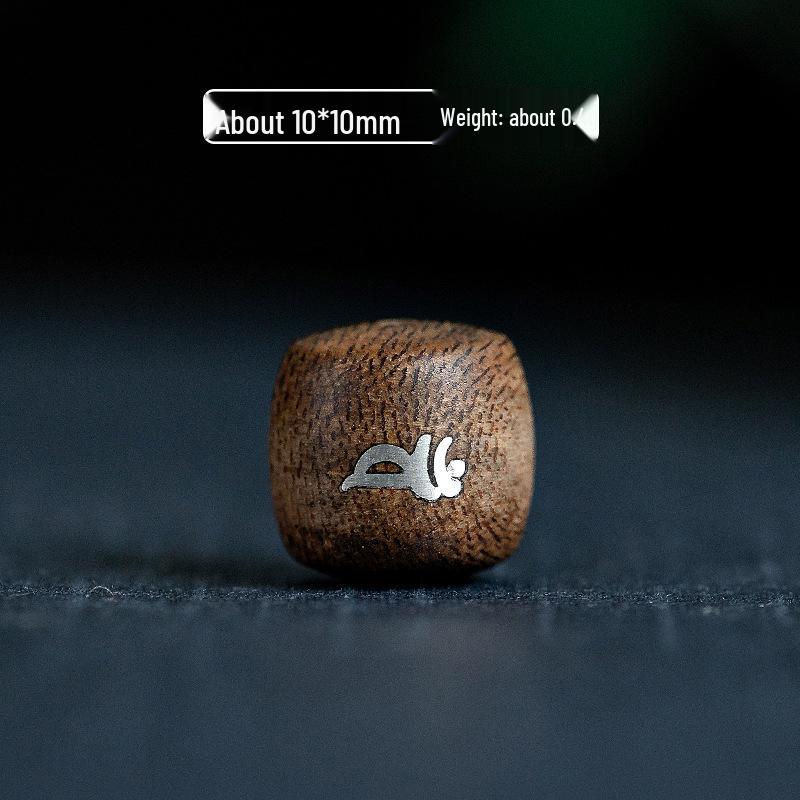 Nha Trang Agarwood Silver Inlaid Beads: Pure Agarwood Barrel Beads with Silver Accents