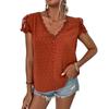 Polka Dot Lace V-neck Top Button Decoration Short Sleeved Fashionable Women's Blouses & Shirts