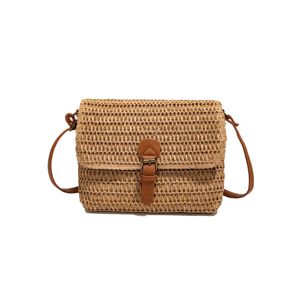 Vintage Small Mailman Messenger Bag Commuter Straw Bag Daily Versatile Woven Bag Summer Beach Bag Women'S Vacation