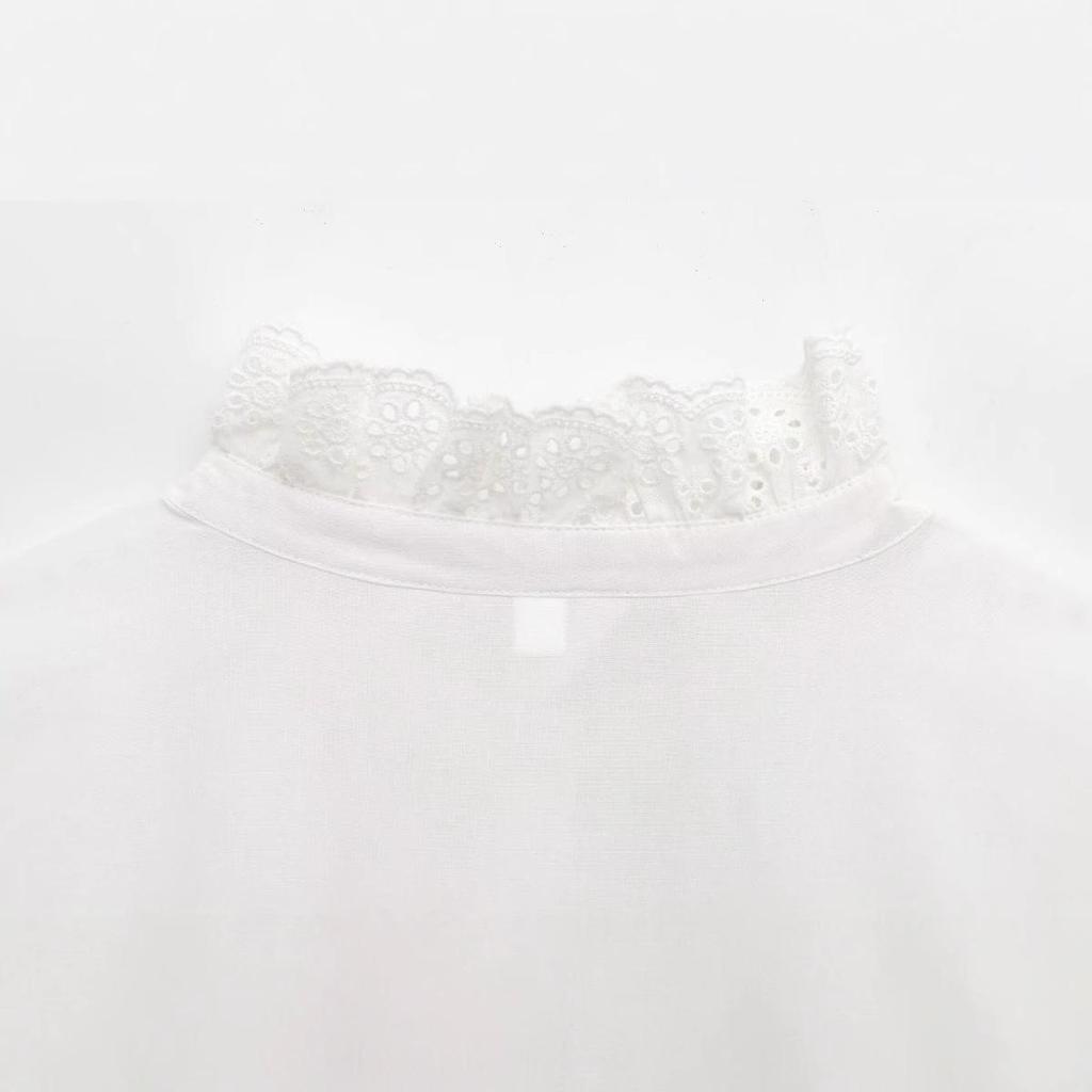 Women's 2025 Spring/Summer European & American Fashion Breathable Embroidered Single-Breasted Top Shirt