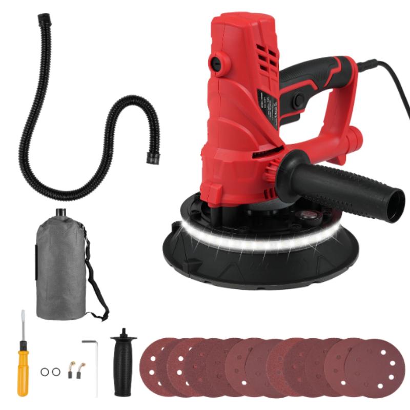

Ручная шлифовальная машина для гипсокартона 850 Вт, электрическая шлифовальная машина с 12 шлифовальными дисками, регулируемая скорость 1500-2600 об/мин, настенная шлифовальная машина с автоматическим управлением красный